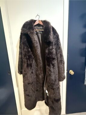 Nasty Gal brown long Plush Faux Fur Jacket